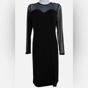 Tahari Black Dress with Sheer Sleeves